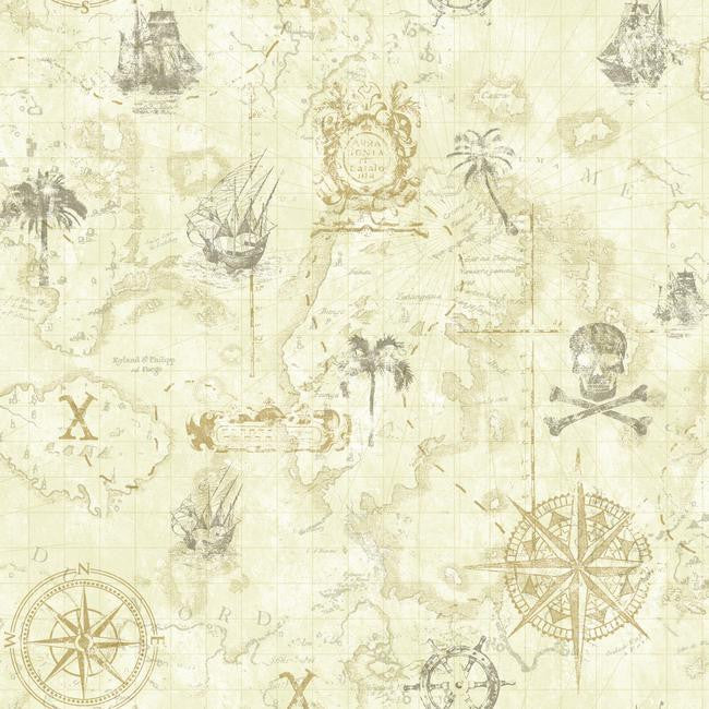 York KS2337 Cool Kids Pirate Map Wallpaper