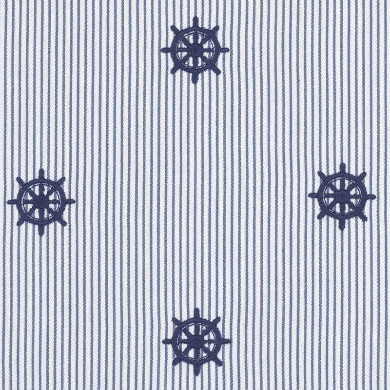 Ralph Lauren Fabric LCF62305F Captain's Wheel Tick Deck Blue