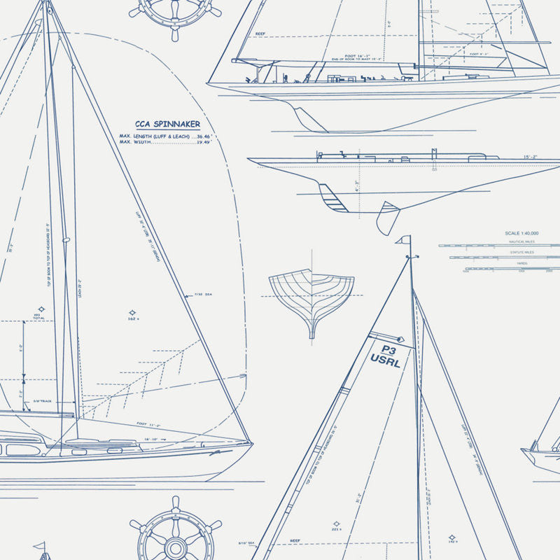 Ralph Lauren Wallpaper LCW22133W Chesapeake Novelty Navy Line On White
