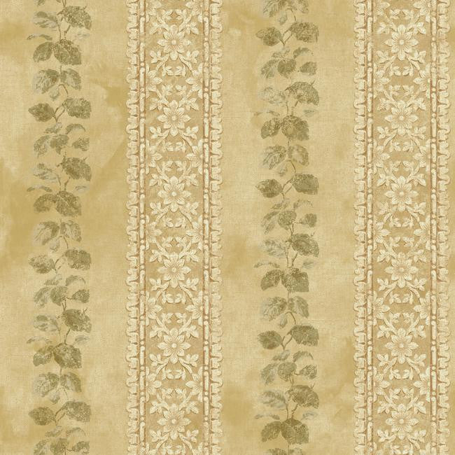 York NV6093 Baton Rouge Ornamental Leaf Trellis Stripe Wallpaper