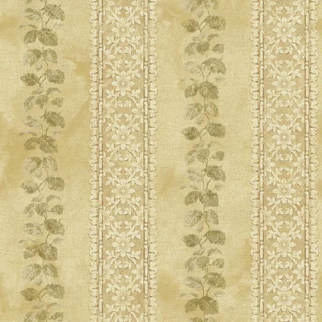 York NV6096 Baton Rouge Ornamental Leaf Trellis Stripe Wallpaper