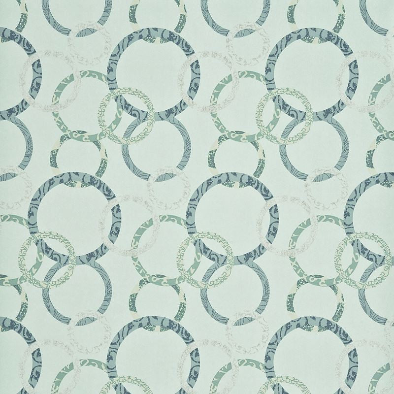 Baker Lifestyle Wallpaper PW78019.5 Roundel Aqua/Teal/Silver