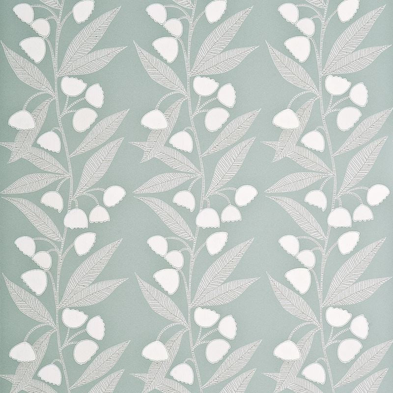 Baker Lifestyle Wallpaper PW78020.2 Bell Flower Aqua/Cream