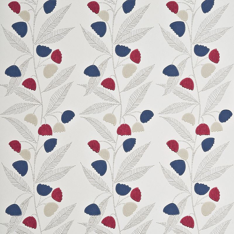 Baker Lifestyle Wallpaper PW78020.3 Bell Flower Cherry/Indigo/Buttermilk