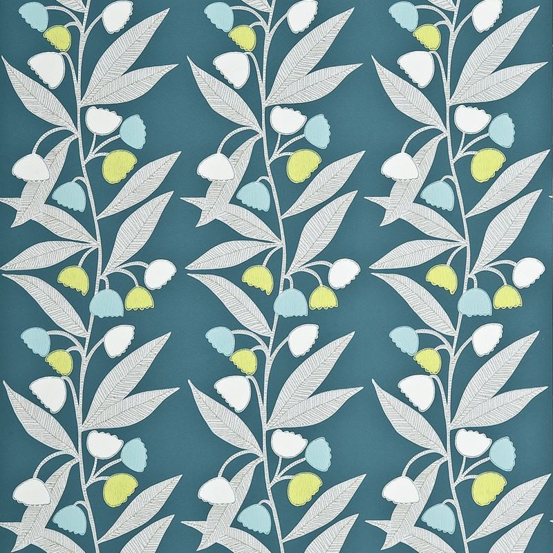 Baker Lifestyle Wallpaper PW78020.5 Bell Flower Teal/Aqua/Lime
