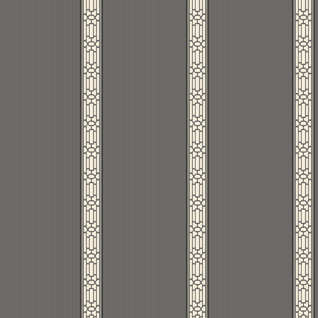 York SA9209 Black & White Oriental Banding Stripe Wallpaper