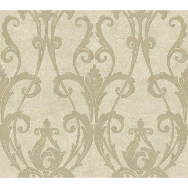 York TG1905 Beige Book Ogee Damask Wallpaper