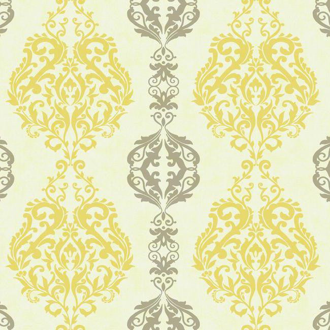 York WB5442 Botanical Fantasy Damask Stripe Wallpaper