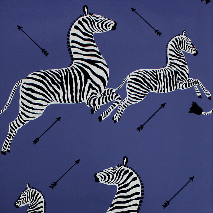 Scalamandre Wallpaper WP81388M-008 Zebras Denim