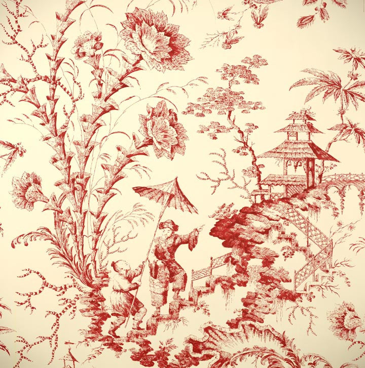 Scalamandre Wallpaper WP81561-001 Pillement Toile Claret
