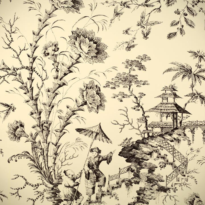 Scalamandre Wallpaper WP81561-004 Pillement Toile Slate