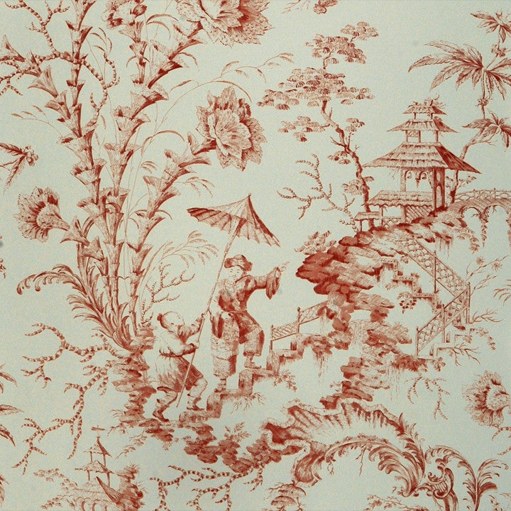 Scalamandre Wallpaper WP81561-008 Pillement Toile Coral