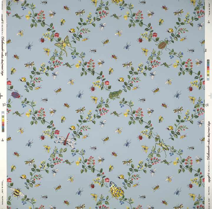 Scalamandre Wallpaper WP81595-002 Jour De Juin Multi On Robin's Egg Blue