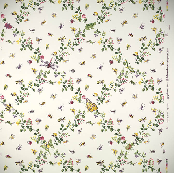 Scalamandre Wallpaper WP81595-005 Jour De Juin Pastels On White