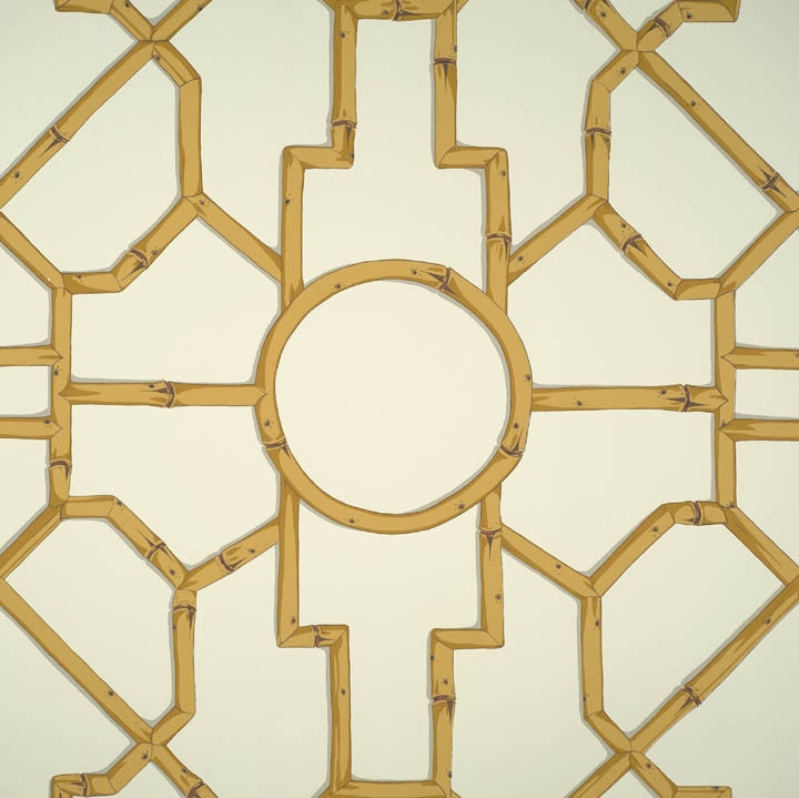 Scalamandre Wallpaper WP81630-005 Baldwin Bamboo Rattan & Brown On Off White