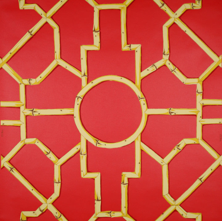 Scalamandre Wallpaper WP81630-006 Baldwin Bamboo Bamboo & Yellow On Red