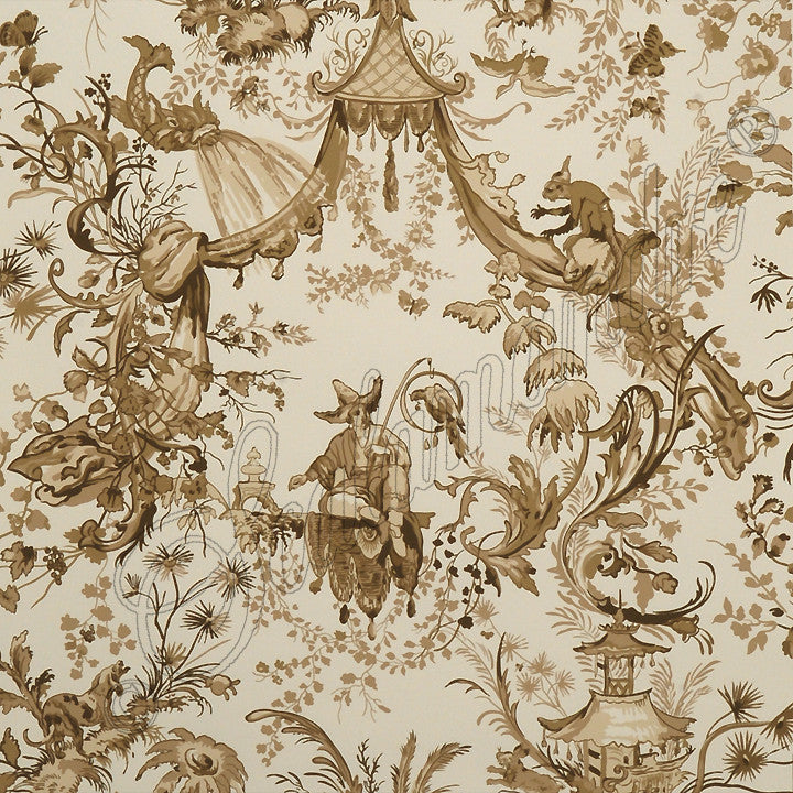 Scalamandre Wallpaper WP88286-002 Petite Chinois Tan & Cream