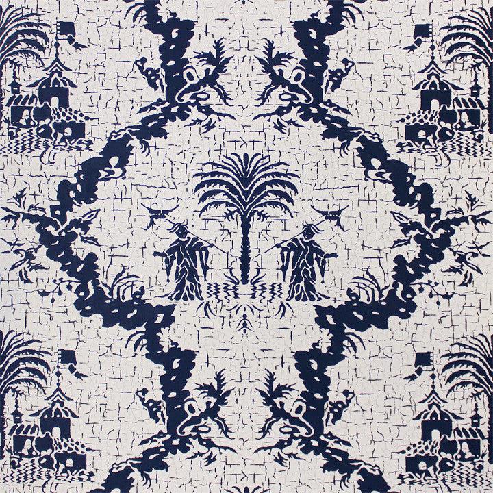 Scalamandre Wallpaper WP8981A-003 Chinese Gator China Blue