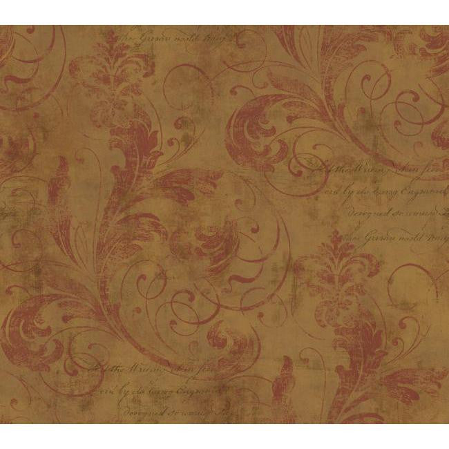 York WW4496 Metallics Book Scroll Texture Wallpaper