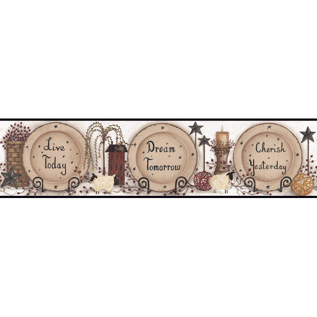 York Wallpaper YC3321BD Welcome Home Cherish, Live, Dream Border