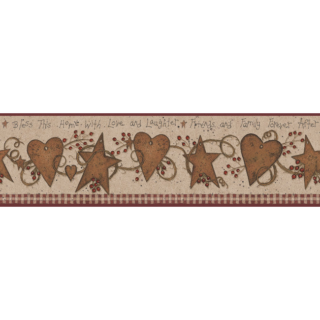 York Wallpaper YC3331BD Welcome Home Love & Laughter Tin Star Border