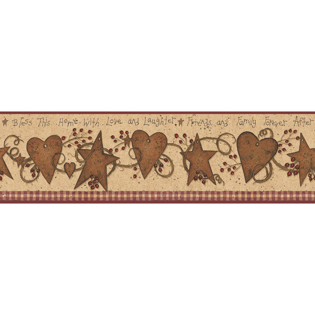 York Wallpaper YC3332BD Welcome Home Love & Laughter Tin Star Border