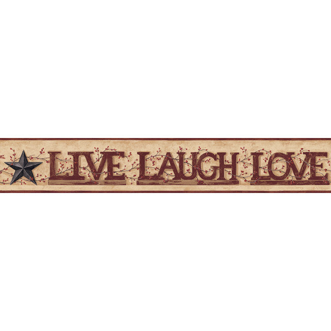 York Wallpaper YC3345BD Welcome Home Live, Laugh, Love Word Block Border