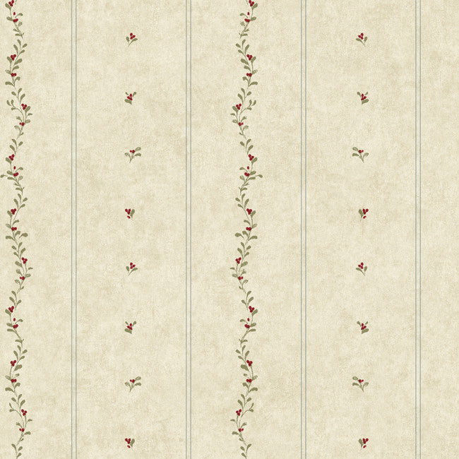 York YC3360 Welcome Home Mini Leaves Stripe Wallpaper