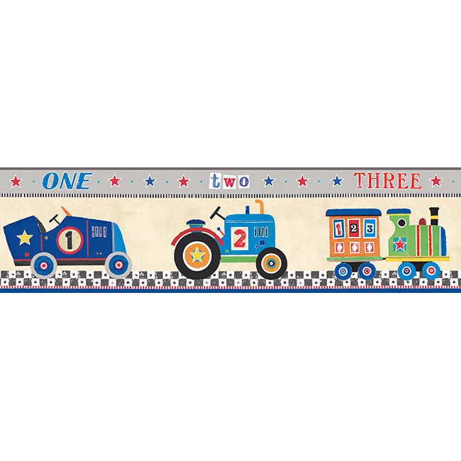 York Wallpaper YS9131BD Peek-A-Boo Cars 1, 2, 3 Border