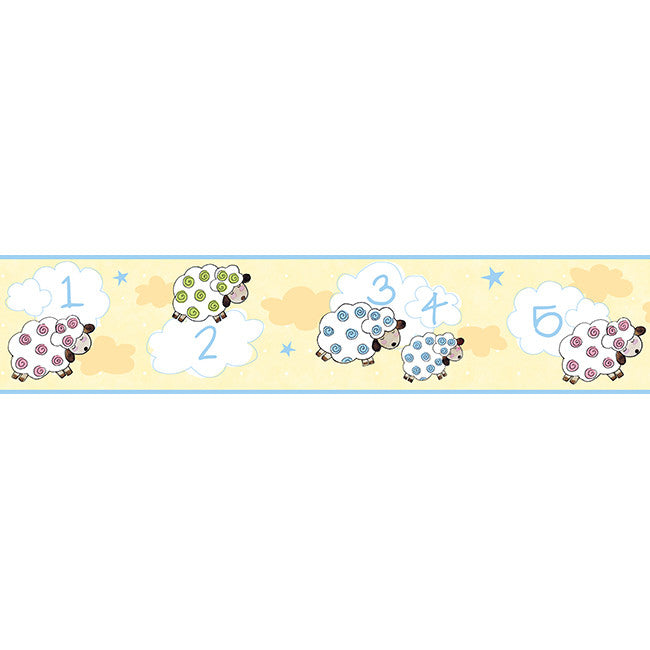 York Wallpaper YS9163BD Peek-A-Boo Counting Sheep Border