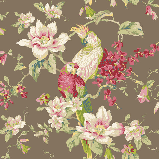 York Wallpaper YV9031 Ashford House Blooms Tropical Birds with Magnolias