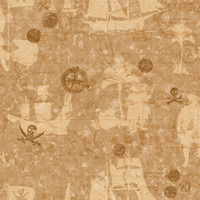 York ZB3109 Boys Will Be Boys Pirate Map Wallpaper