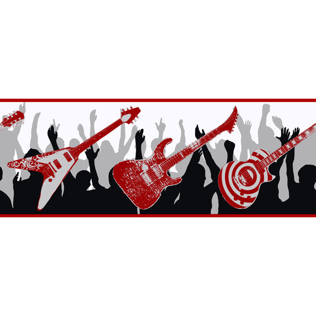 York Wallpaper ZB3120B Boys Will Be Boys Guitar Border