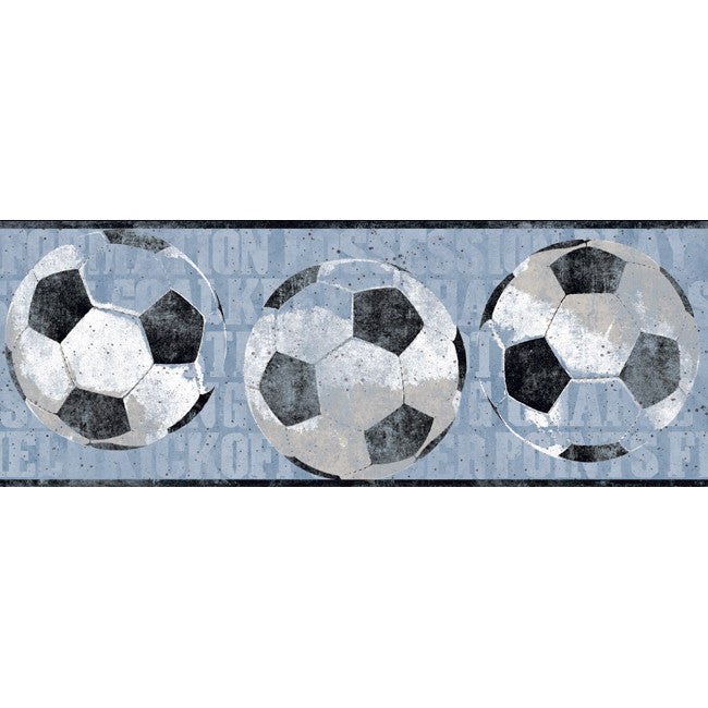 York Wallpaper ZB3173BD Boys Will Be Boys Soccer Ball Border