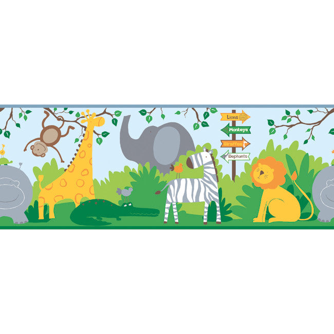 York Wallpaper ZB3207BD Boys Will Be Boys A Day at the Zoo Border