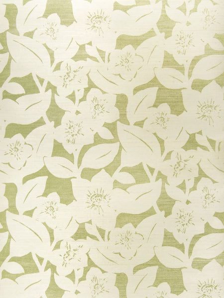 Stroheim Wallpaper 0659301 In Bloom Sisal Green On Oyster