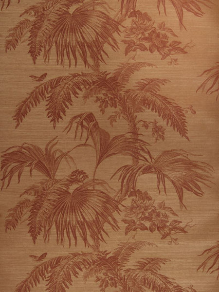 Stroheim Wallpaper 0660103 Palm Garden Sisal Cinnabar On Sienna