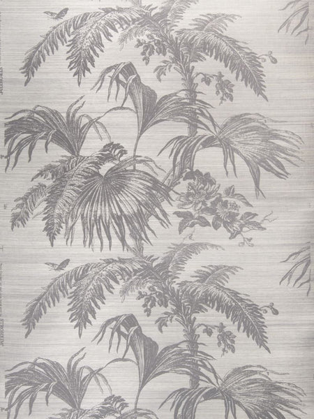 Stroheim Wallpaper 0660105 Palm Garden Sisal Slate On Gray