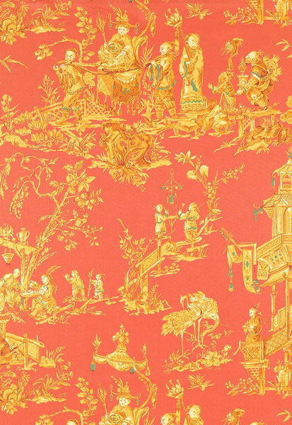 FSchumacher Fabric 168271 Chinois Coral