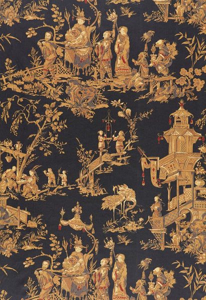 FSchumacher Fabric 168274 Chinois Charcoal
