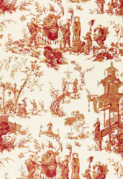 FSchumacher Fabric 168276 Chinois Creme &amp; Red