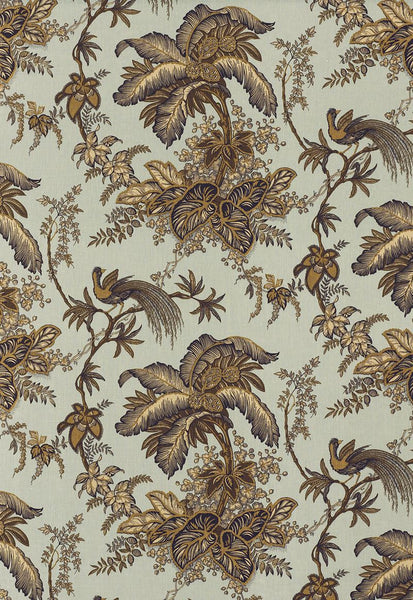 FSchumacher Fabric 171114 Coconut Grove Aqua &amp; Tan