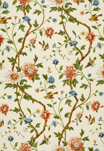 FSchumacher Fabric 172441 Shangtu Floral Porcelain
