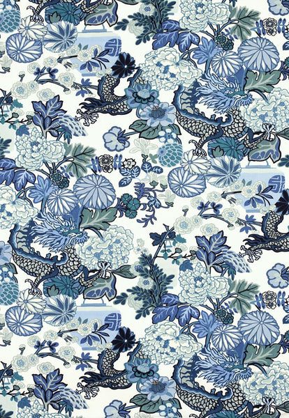 FSchumacher Fabric 173272 Chiang Mai Dragon China Blue