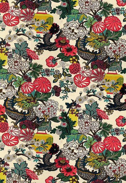 FSchumacher Fabric 173273 Chiang Mai Dragon Alabaster