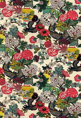 FSchumacher Fabric 173273 Chiang Mai Dragon Alabaster