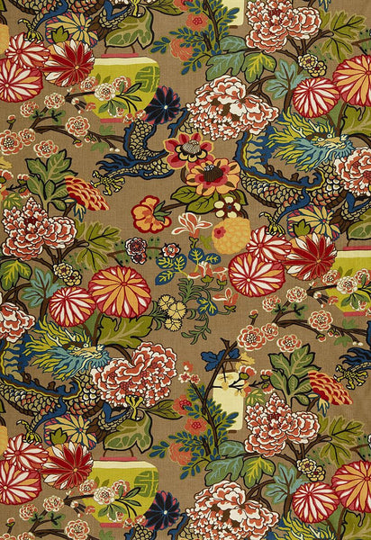 FSchumacher Fabric 173274 Chiang Mai Dragon Mocha