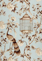 FSchumacher Fabric 173440 Oiseaux Et Fleurs Mineral