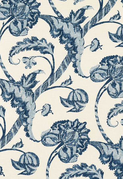 FSchumacher Fabric 173772 Vallier Vine Indigo