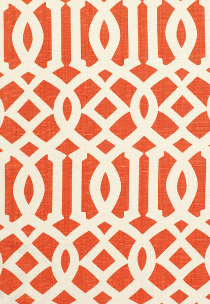 FSchumacher Fabric 174410 Imperial Trellis II Ivory, Mandarin